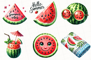 Summer Juicy Watermelon Clipart, an Illustration by OK Design (Thumbnail 4 of 5)