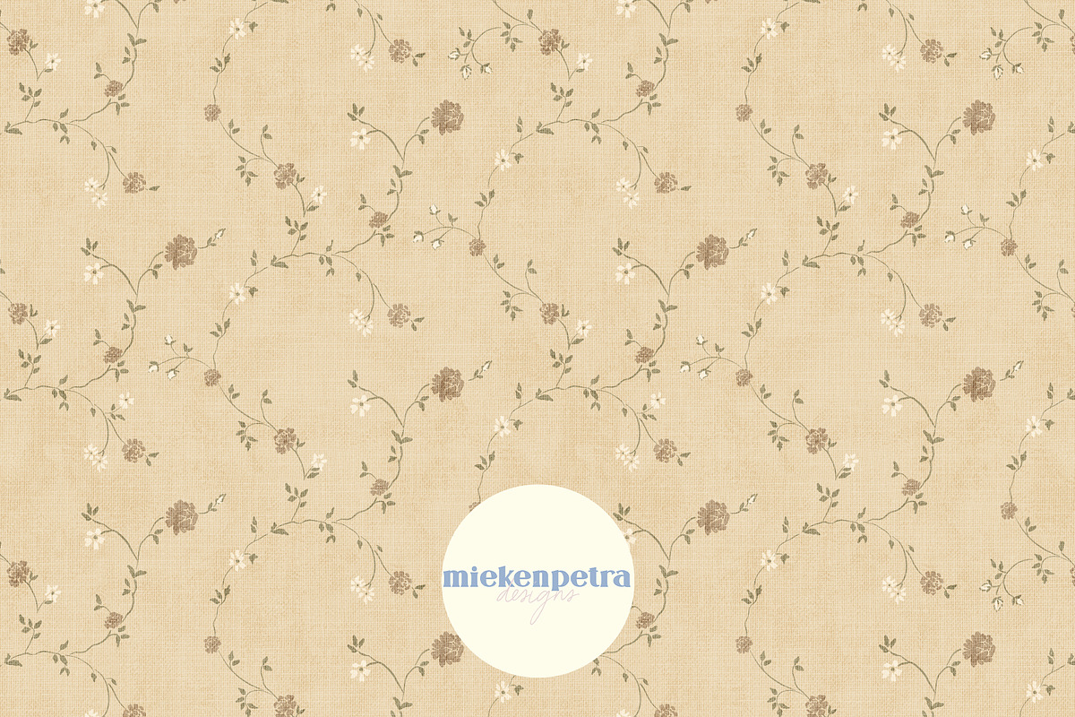 Vintage Beige Textured Floral, a Pattern Graphic by Mieken Petra Designs (Photo 1 of 4)