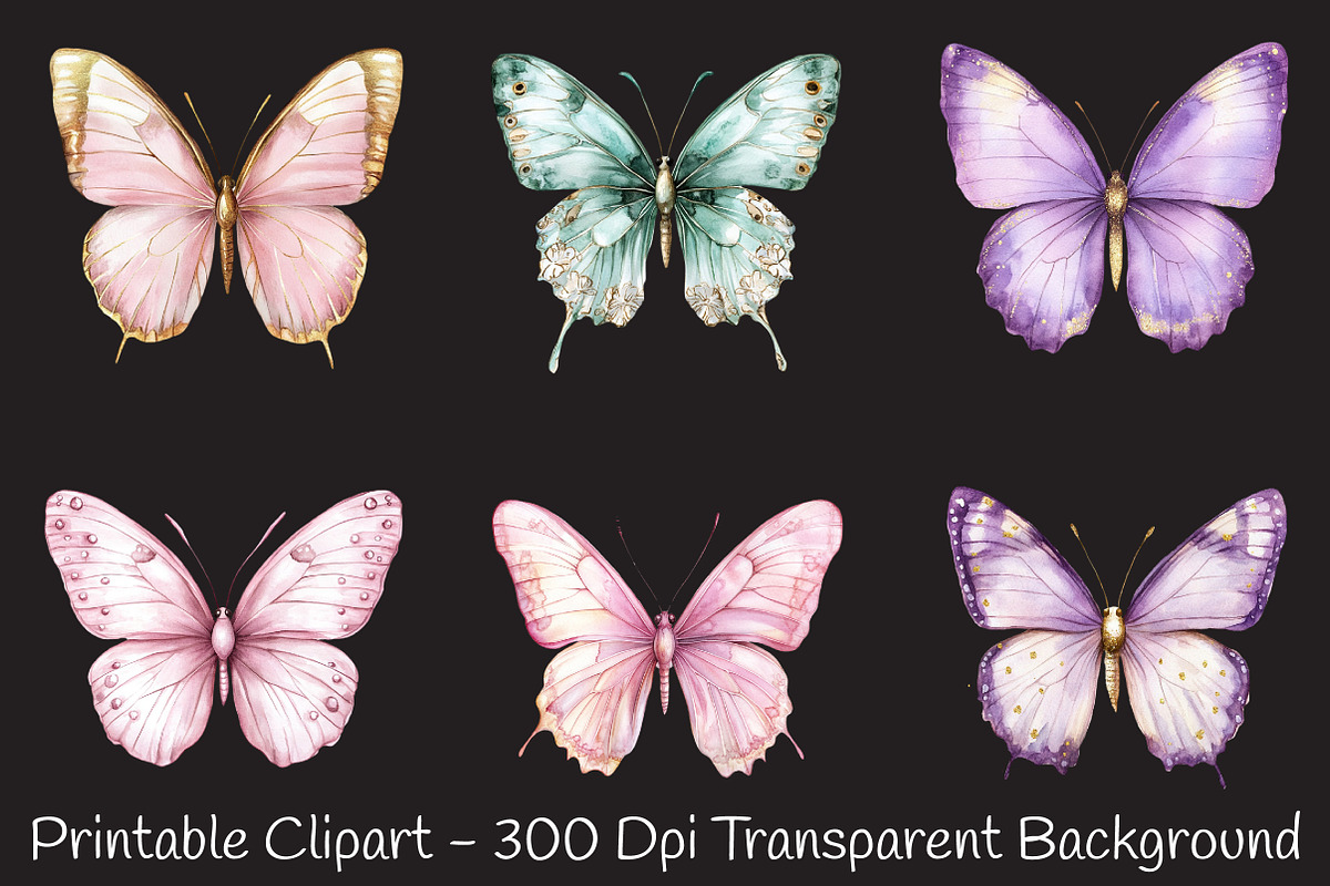 Soft Girly Butterfly Clipart, an Illustration by RobertsArt (Photo 2 of 7)