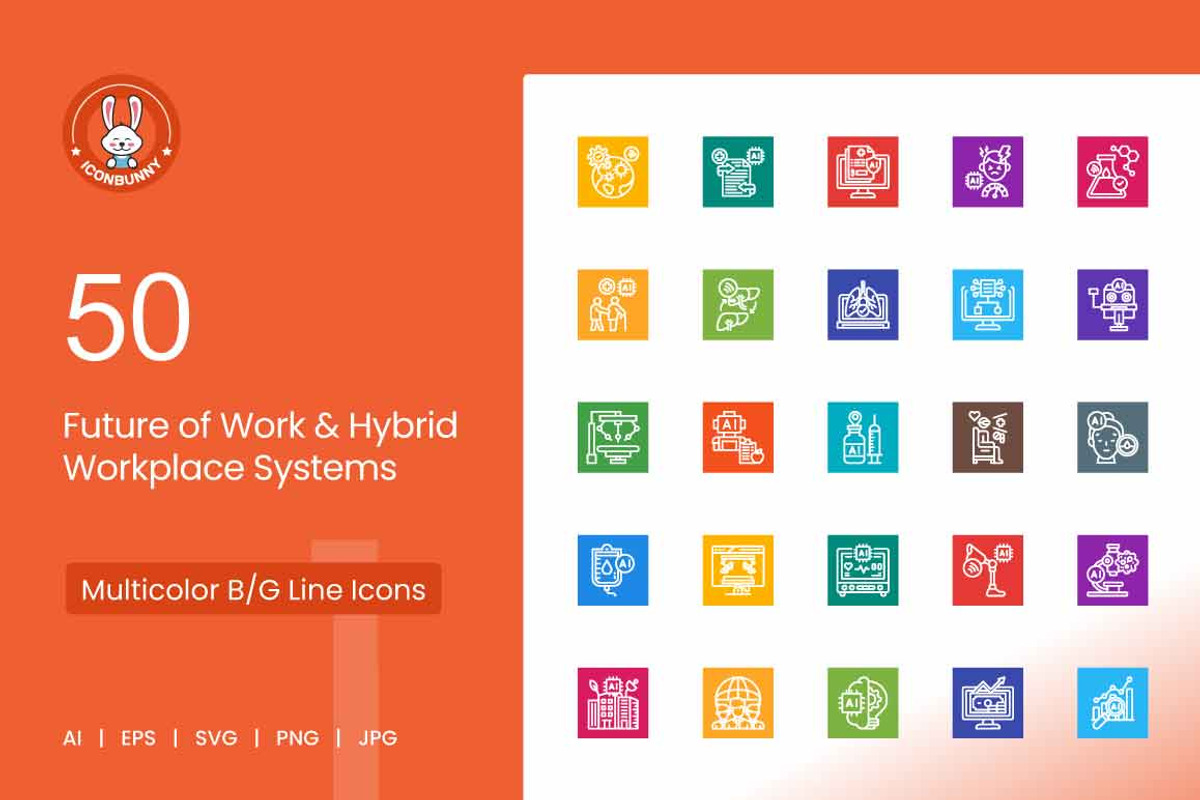 25 Future of Work Icons, a Solid Icon by IconBunny (Photo 1 of 2)