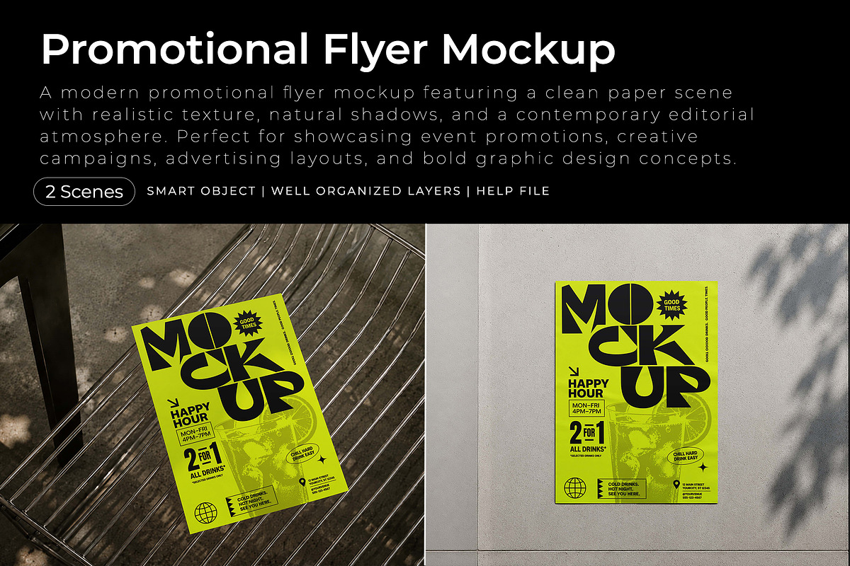 Promotional Flyer Mockup, an Advertising Mockup by Pitchlook.Studio (Photo 1 of 4)