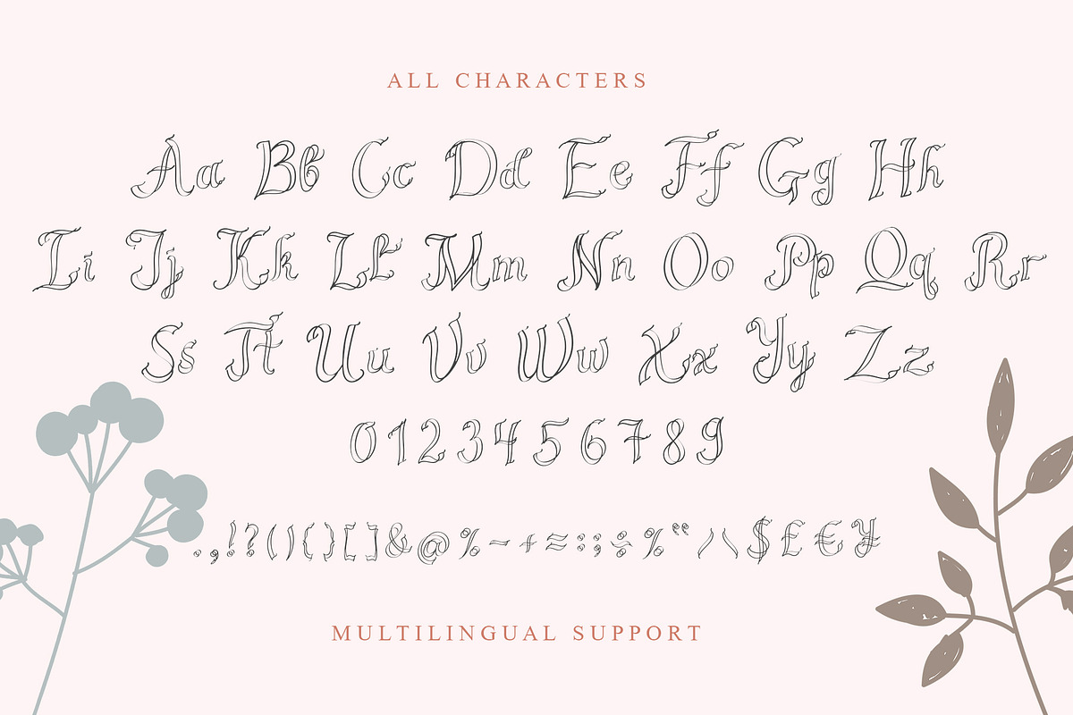 Fleuriste Duoline Font preview 4