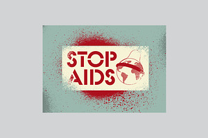 Stop Aids Typographic Stencil Poster