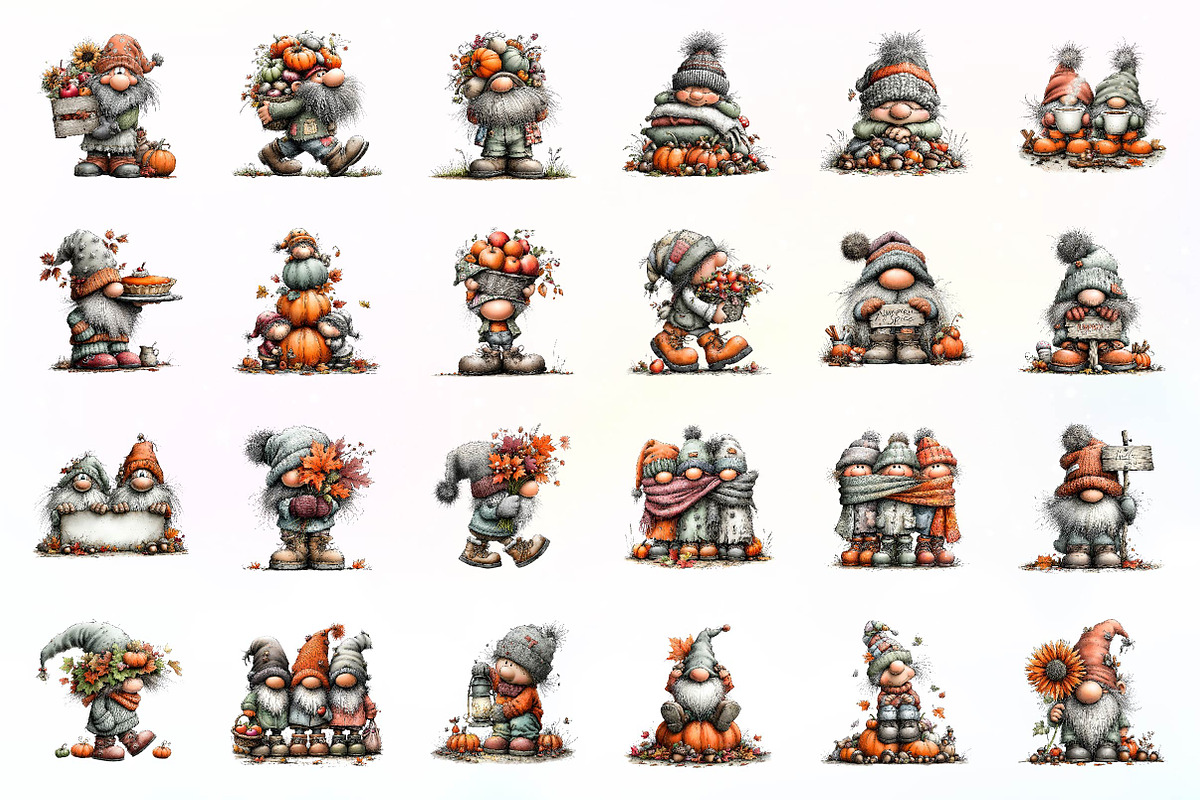Whimsical Fall Gnome Clipart, a Seasonal Illustration by fashionaddict (Photo 4 of 7)