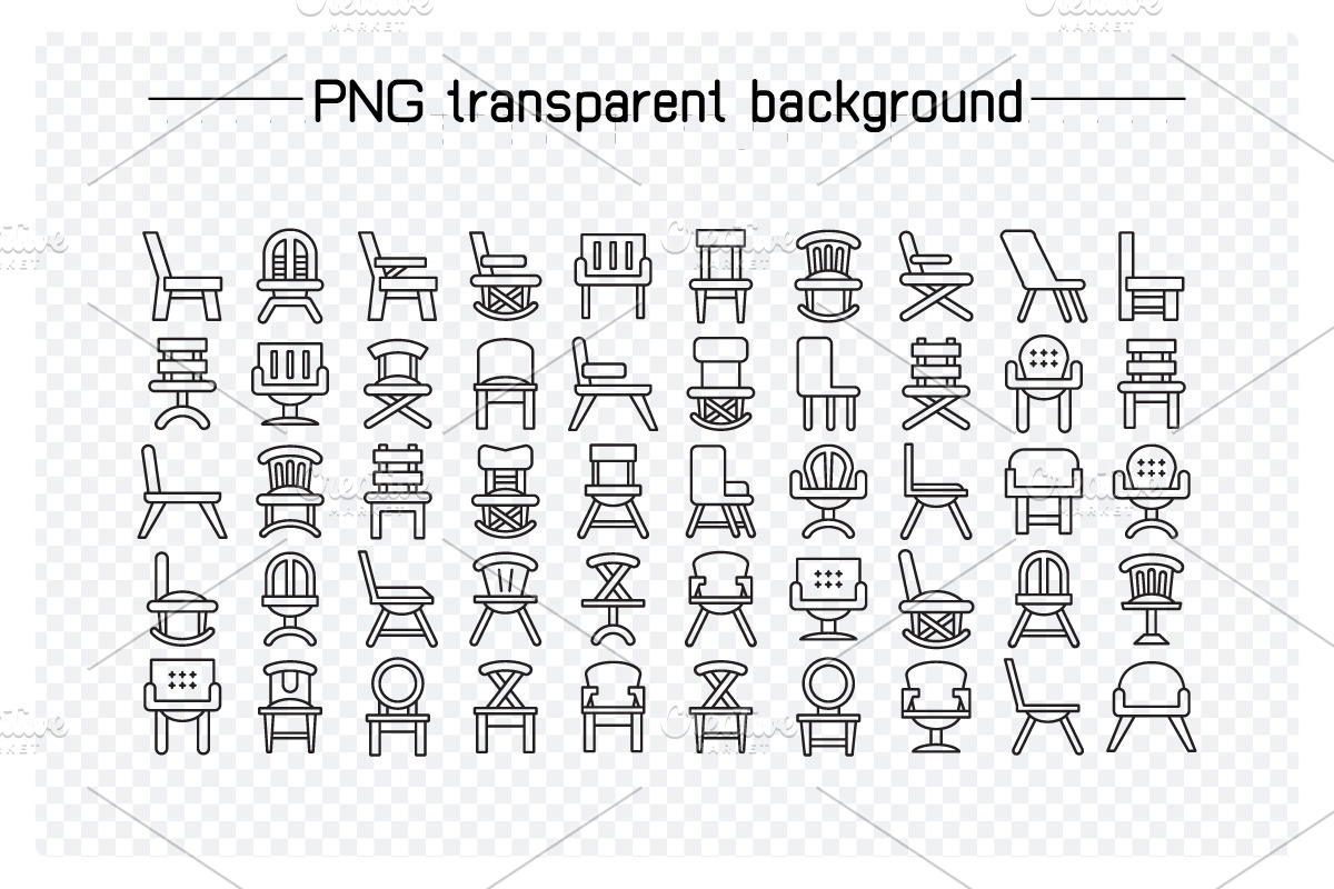 100 Chair and Sofa Icons Set, an Outline Icon by Designfour (Photo 3 of 7)