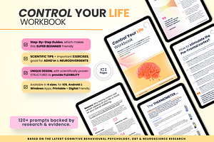 Self-Love & Anxiety Control Workbook, a Print Template by PlannersByBee