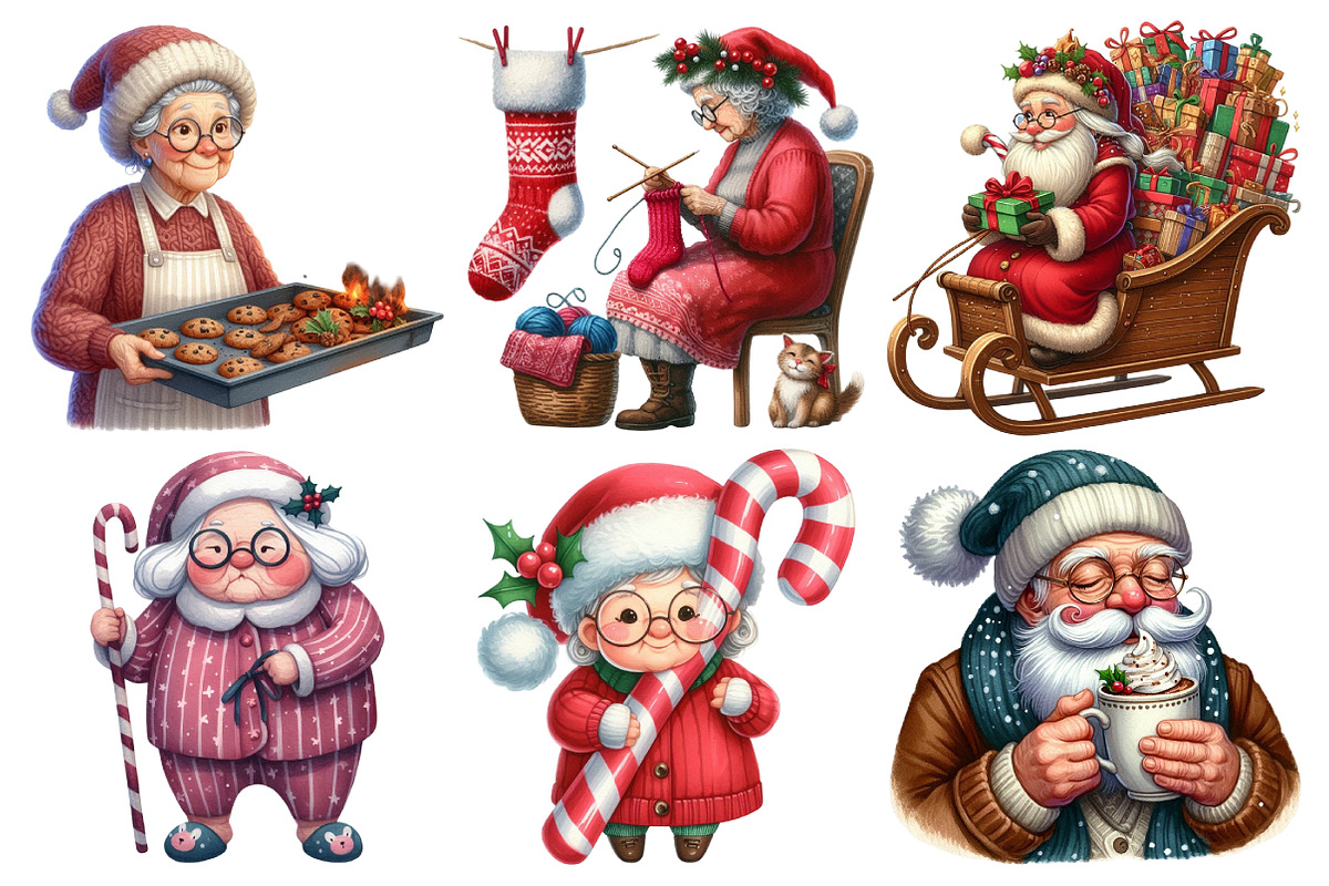Funny Old Lady Christmas Sublimation, a Decorative Illustration by Pixels.Craft (Photo 3 of 7)