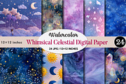 Whimsical Celestial Digital Paper, a Graphic by CitraGraphics (Thumbnail 1 of 5)