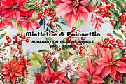 Mistletoe Poinsettia flowers Clipart, a Decorative Illustration by SindyPrintDesign (Thumbnail 1 of 3)