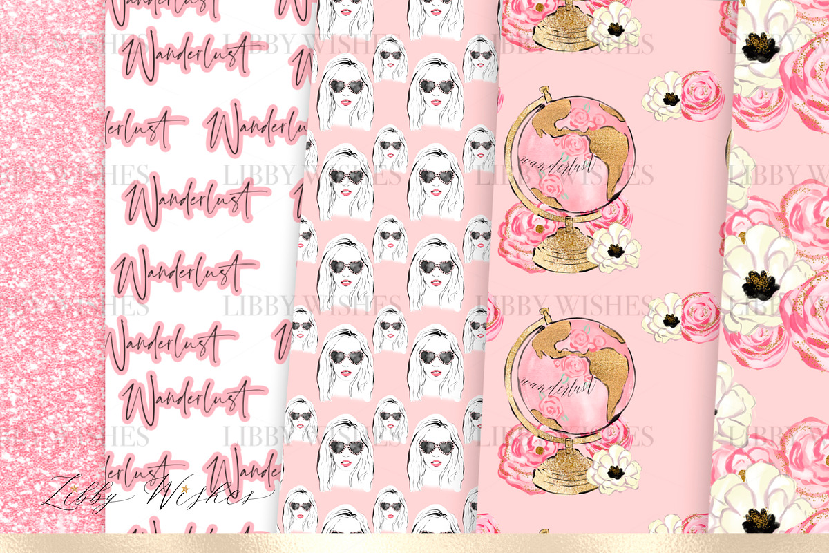 Travel Wanderlust Seamless patterns, a Pattern Graphic by Libby Wishes (Photo 2 of 5)