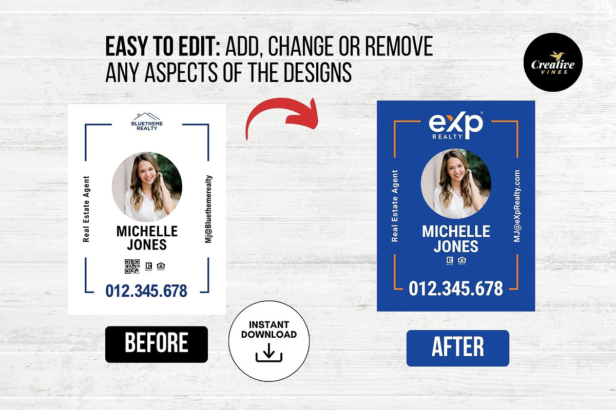 Real Estate Yard Sign Template Canva, a Marketing Template by CreativeVinesStore (Photo 5 of 6)