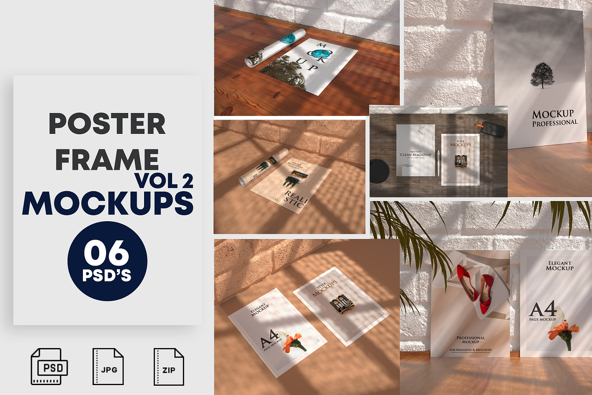 Set of Poster Frame Mockups Vol 2, a Print Template by StyleMockups (Photo 1 of 7)