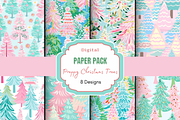 Preppy Pastel Christmas Tree Pattern, a Pattern Graphic by Paper & Pattern Studio (Thumbnail 1 of 8)