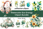 Watercolor Eco Energy Clipart Bundle, a Technology Illustration by InkyQueenArt (Thumbnail 1 of 5)
