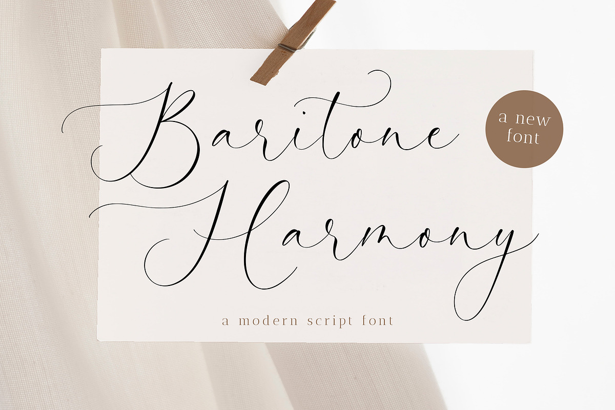 Baritone Harmony -Modern Script Font, a Script Font by Timurtype (Photo 1 of 7)