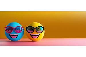 Smiling Spheres With Shades In A