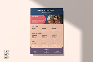 Abigail Christine - Resume Template, a Resume Template by Jiwstudio