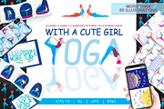 SALE! Yoga with a girl illustrations, a Decorative Illustration by Fli Store (Thumbnail 1 of 8)
