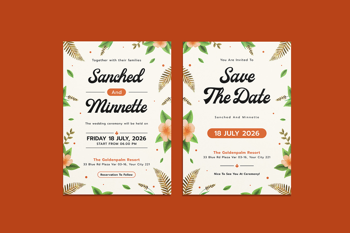 Atmos Wedding Invitation Template, an Invitation Template by iDoodle Studio (Photo 1 of 4)