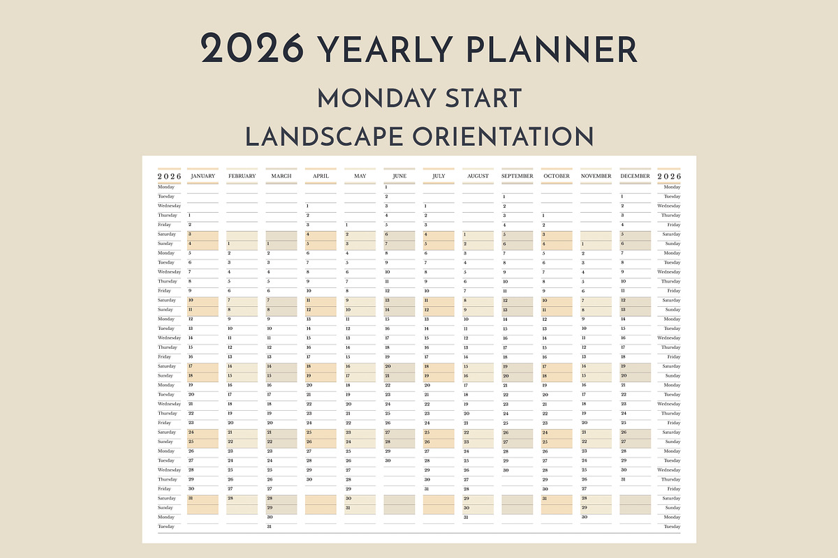 2026 Yearly Planner Monday Start L preview 5