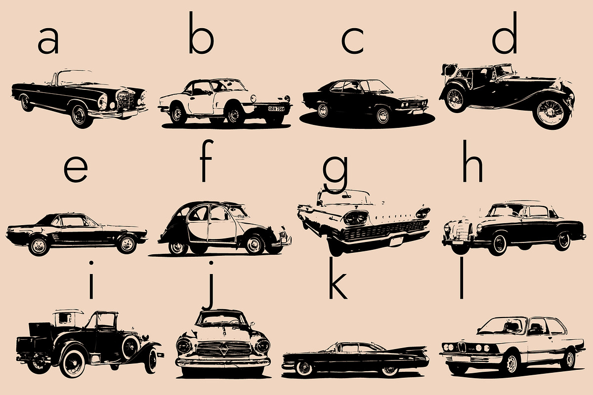 Vintage Cars Dingbats Font, a Symbol Font by Minimalartstudio (Photo 5 of 7)