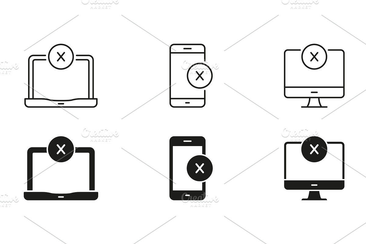 Device Error Icons Set, an Object Illustration by Gentle Studio