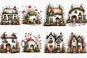 Whimsical Spring House Clipart, an Illustration by Watercolor design (Thumbnail 5 of 6)