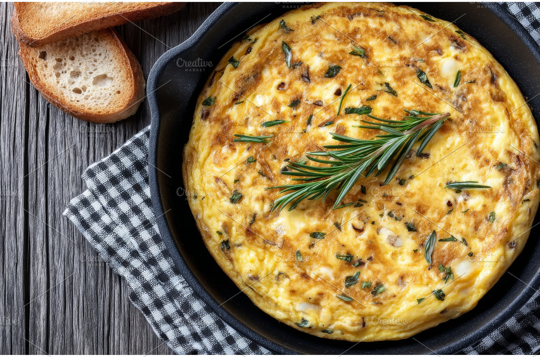Herb omelette is mixed with chives, a Food & Drink Photo by ZinetroN
