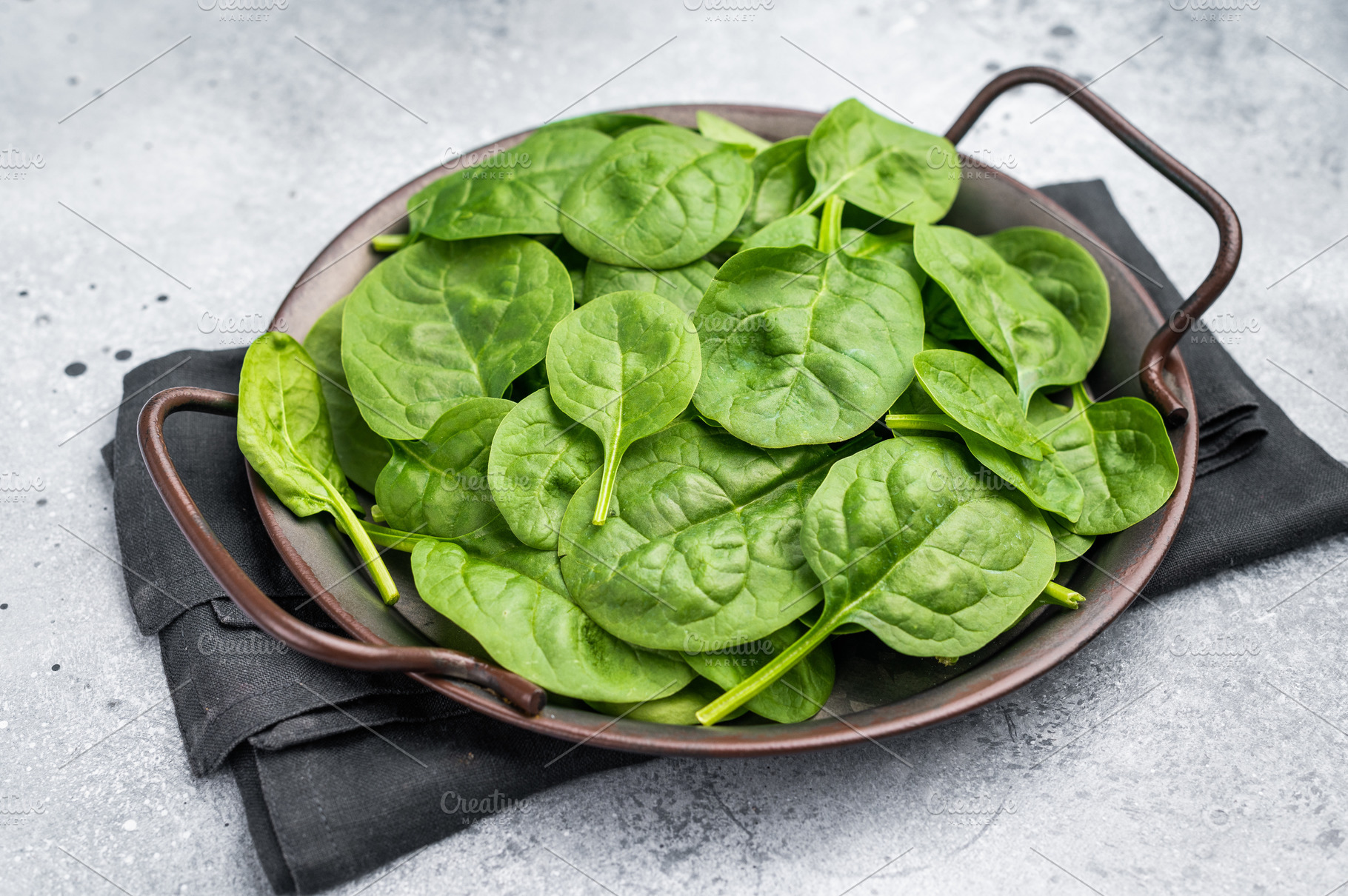 Vibrant fresh spinach leaves, perfect for salads, smoothies, or, a Food & Drink Photo by composter-box@mail.ru