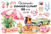 Watercolor Summer Clipart (66), a Seasonal Illustration by Iryna Denysova (Thumbnail 1 of 8)