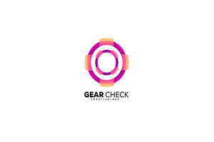 Gear Check Logo Colorful Design Icon