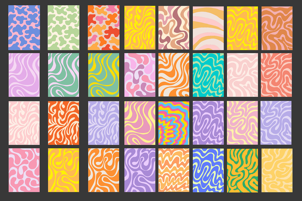 GROOVY PATTERNS. Y2K VECTOR TEXTURES, a Pattern Graphic by craftlove (Photo 7 of 13)