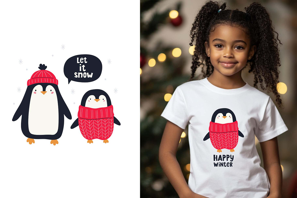 Winter Penguin Clipart Set, an Animal Illustration by Irina Ostapenko (Photo 6 of 8)