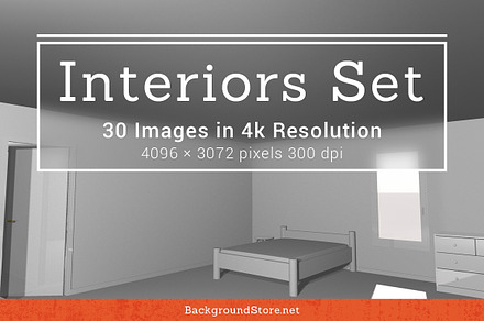 White Interiors Backgrounds Set