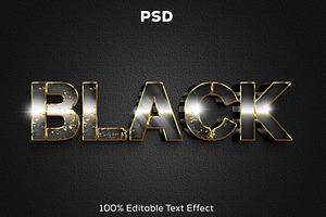 Black 3D Gold Text Effect