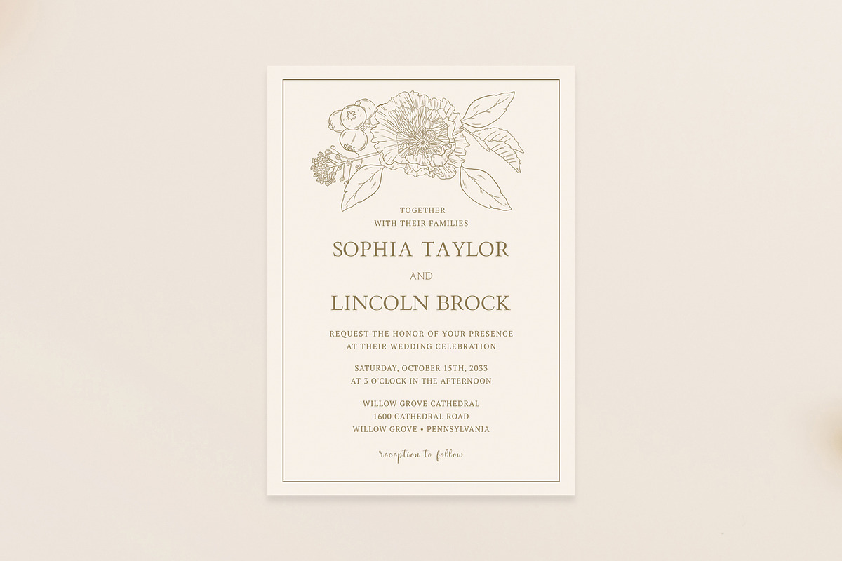 Gilded Formal Floral Wedding Templat, an Invitation Template by Creativetacos (Photo 3 of 3)