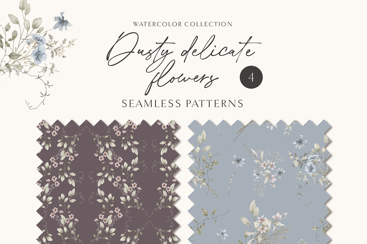 Dusty delicate floral clipart, a Decorative Illustration by long summer (Photo 11 of 12)