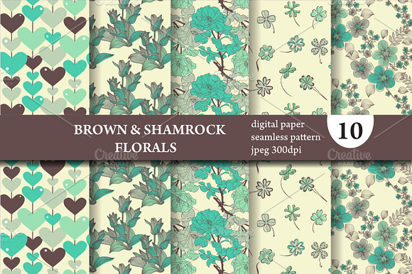 10 Floral Seamless Patterns Set preview 3
