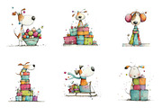 Quirky Christmas Dog Clipart Bundle, a Seasonal Illustration by CreationArt (Thumbnail 3 of 5)