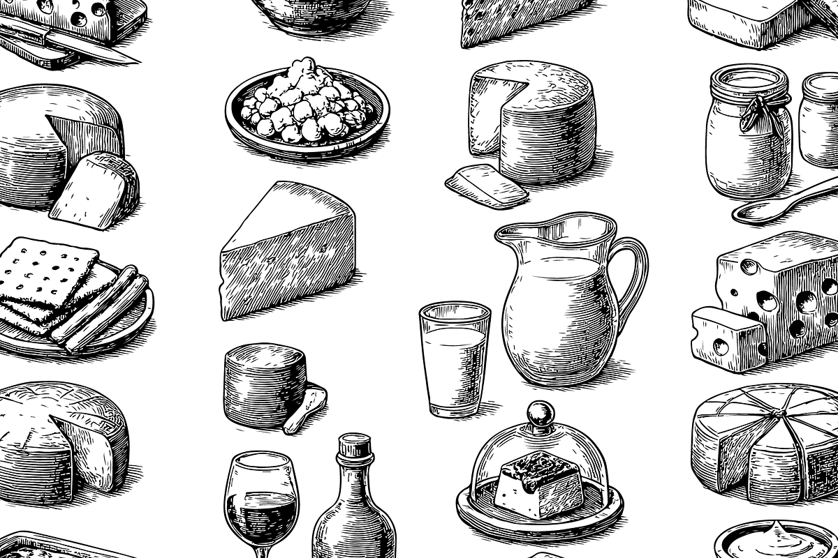 Vintage Cheese & Dairy Set, an Object Graphic by RT Studio (Photo 3 of 4)