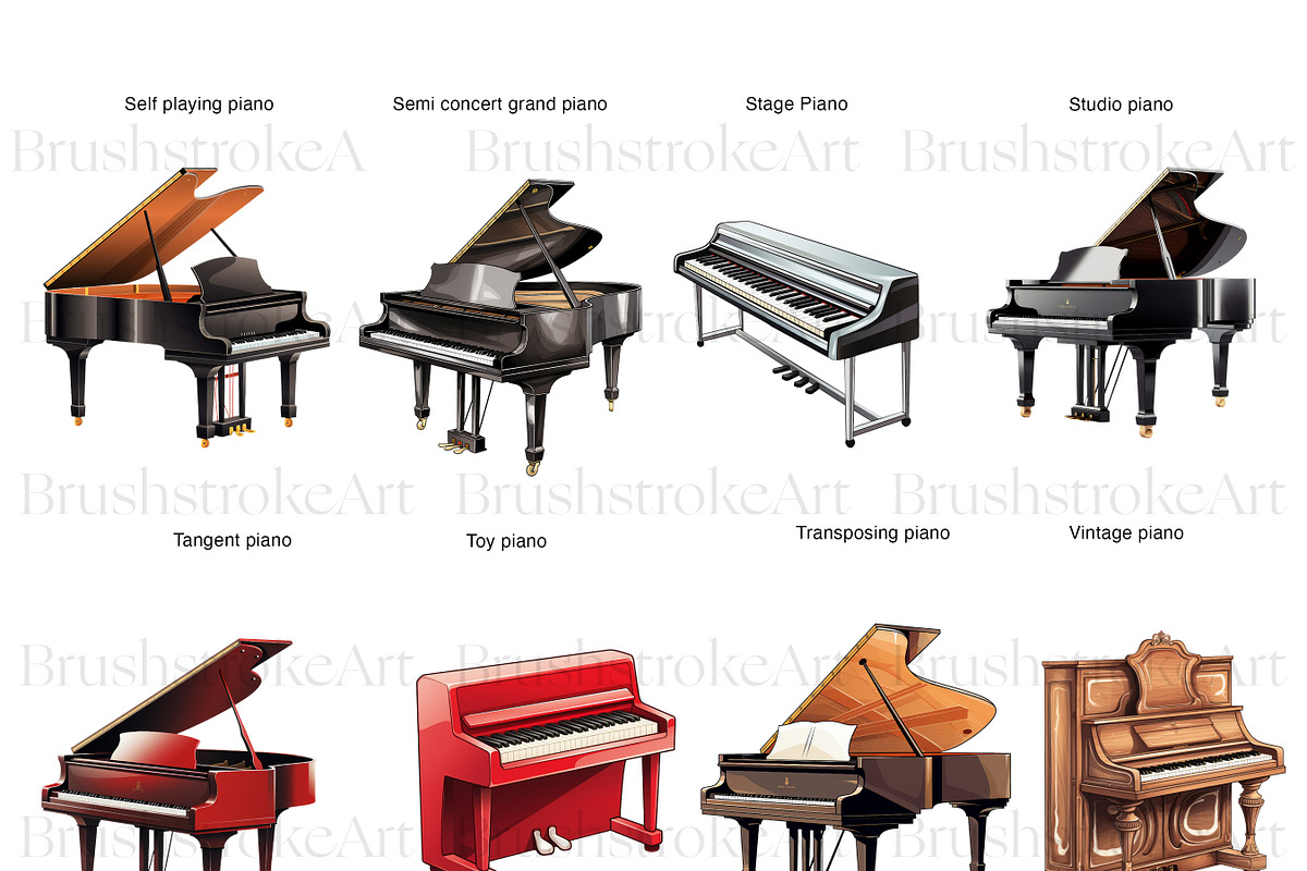 Piano Clipart, Baby Grand Piano Keys, an Object Illustration by BrushstrokeArtGB (Photo 6 of 9)