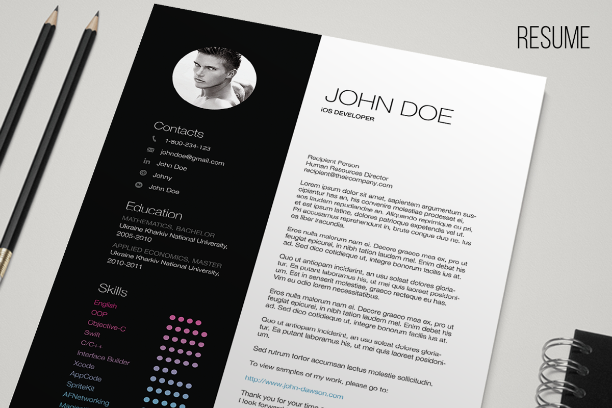 B&W Resume, a Resume Template by Yuriy Kondratkov (Photo 2 of 2)