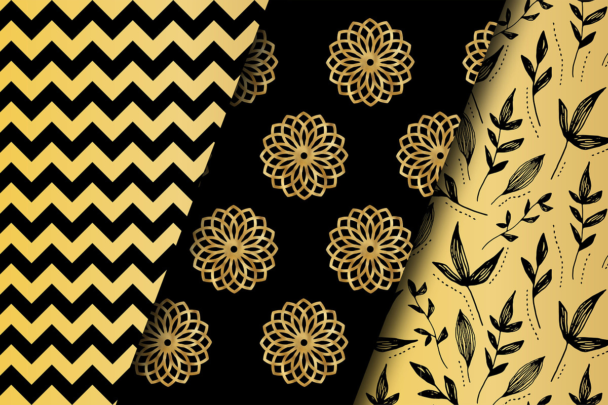 Gold & Black Digital Papers, a Pattern Graphic by Creative Store