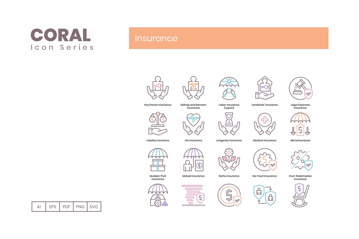 95 Insurance Icons - Coral Series, an Icon by Flat Icons (Photo 5 of 9)