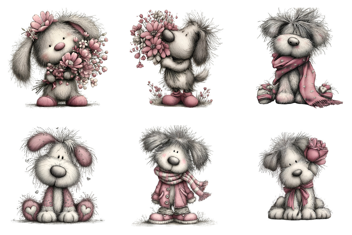 Whimsical Valentine Funny Dog Clipar, an Illustration by GatewayDesign (Photo 2 of 3)
