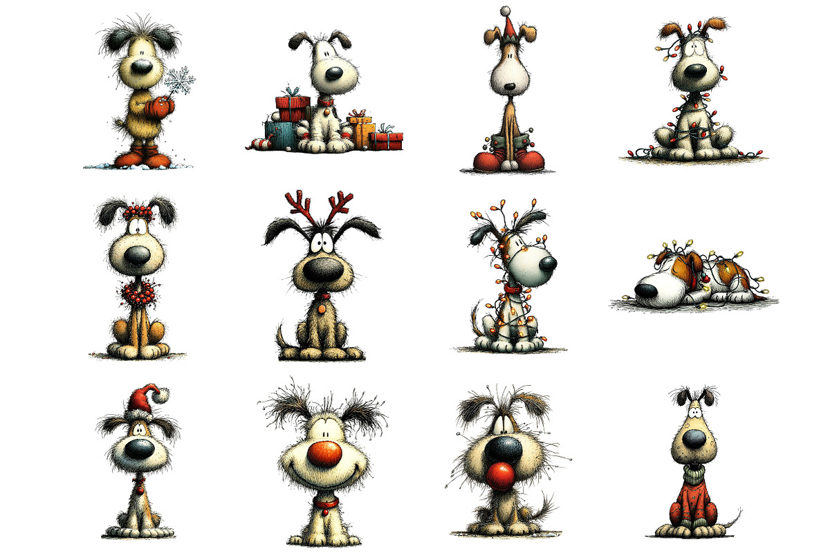 Whimsical Christmas Dog Clipart, an Illustration by Craft Nest (Photo 5 of 10)