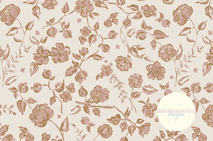 Florals and Pomegranates Pattern, a Pattern Graphic by Mieken Petra Designs