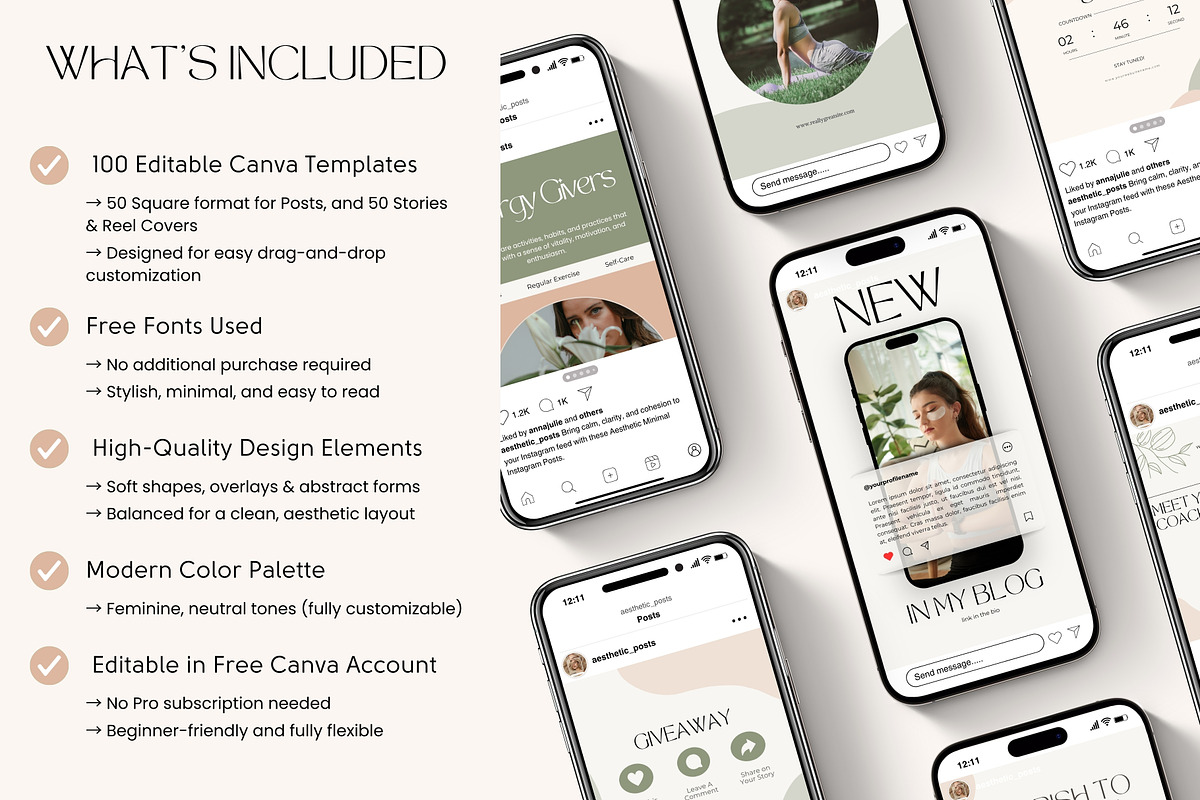 Wellness Coach Instagram Templates, a Social Media Template by nwdigitalstore (Photo 7 of 10)