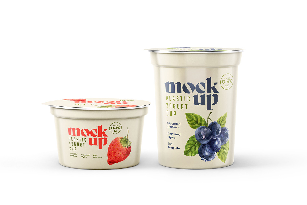 Yogurt Cup Mockup Set | Packaging, a Cups & Container Mockup by Deeplab (Photo 7 of 19)