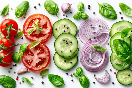 Fresh Salad Ingredients Flatlay, Gen, a Photo by LOGOCREATIVE